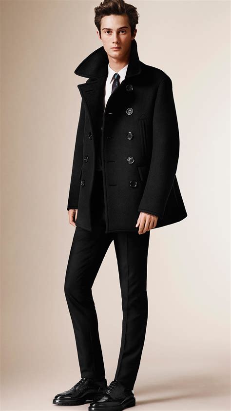 peacoat uomo burberry|burberry cashmere coat men's.